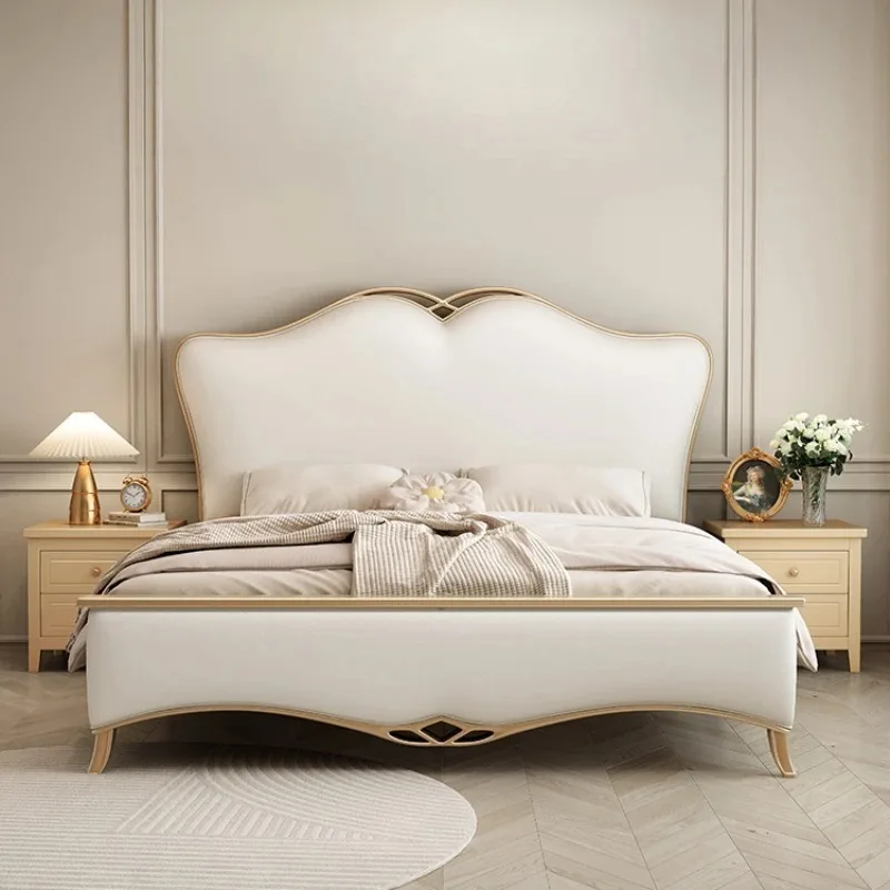 King Size Luxury Double Bed Nordic European Pretty Living Room Frame Double Bed Hotel Princess Lozko Sypialniane Home Furniture