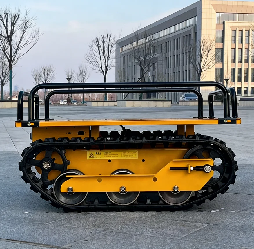 Electric Remote Controlled Crawler Transporter All Terrain Rubber Track Vehicle for Orchard Logistics