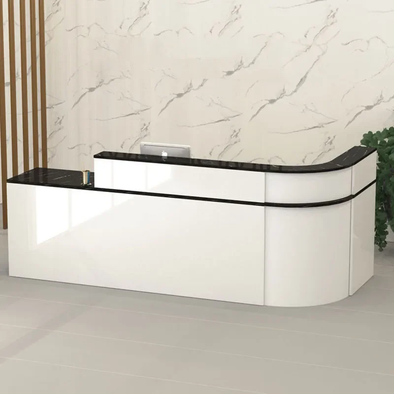 Cash Register White Front Desk Lectern Small Modern Reception Receptionist Desk Cashier Counter Checkout Leggio Shop Furniture