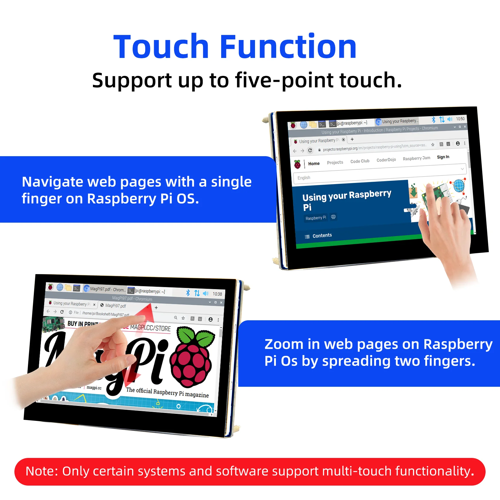 4.3 Inch RPi5 DSI Touch Screen LCD Display Portable Capacitive Touchscreen Monitor 800x480 for Raspberry Pi 5 4 3 3B+ 2