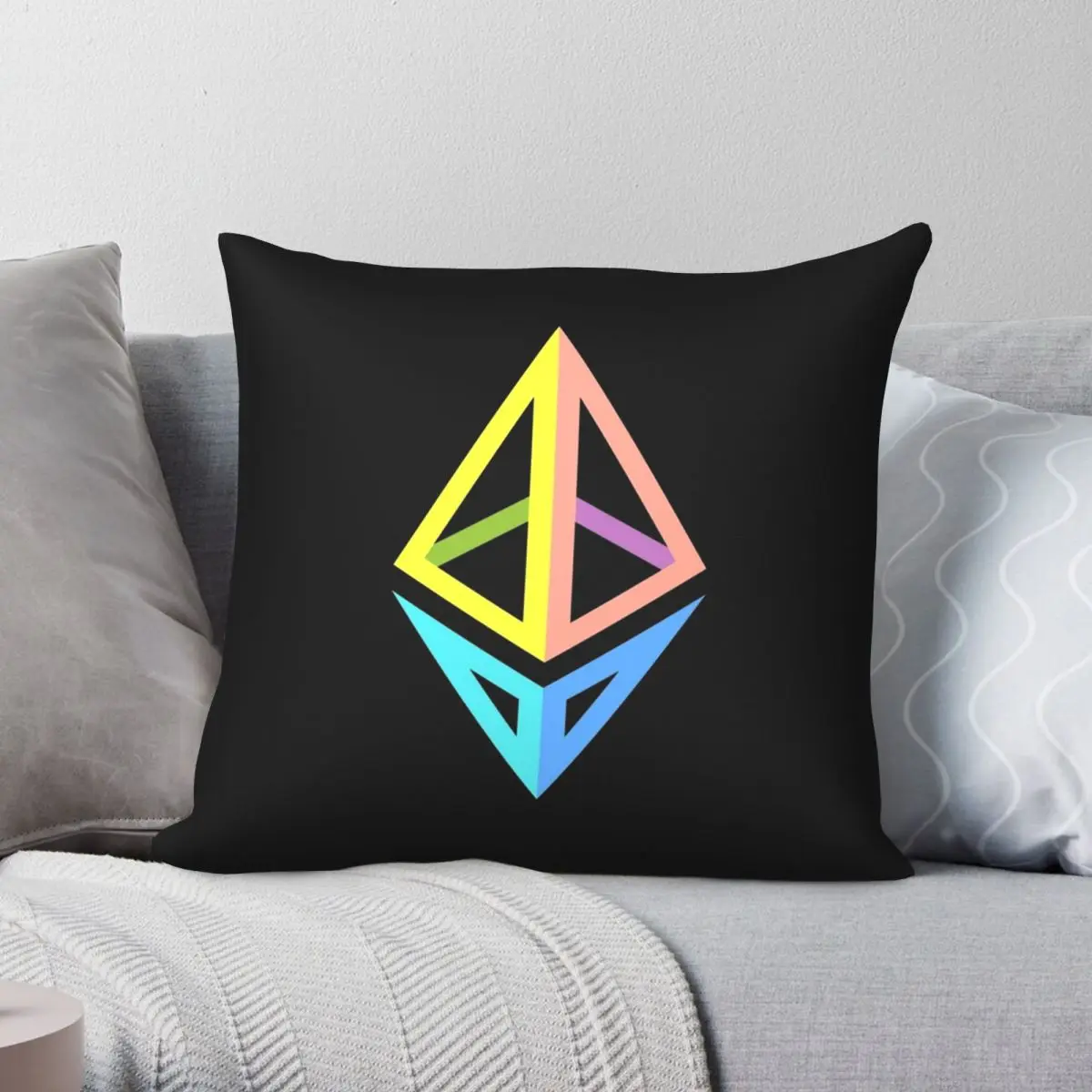 

Квадратная подушка Ethereum для криптовалюты, полиэстер, лен, бархат, креативная Декоративная Подушка на молнии, чехол Чехол