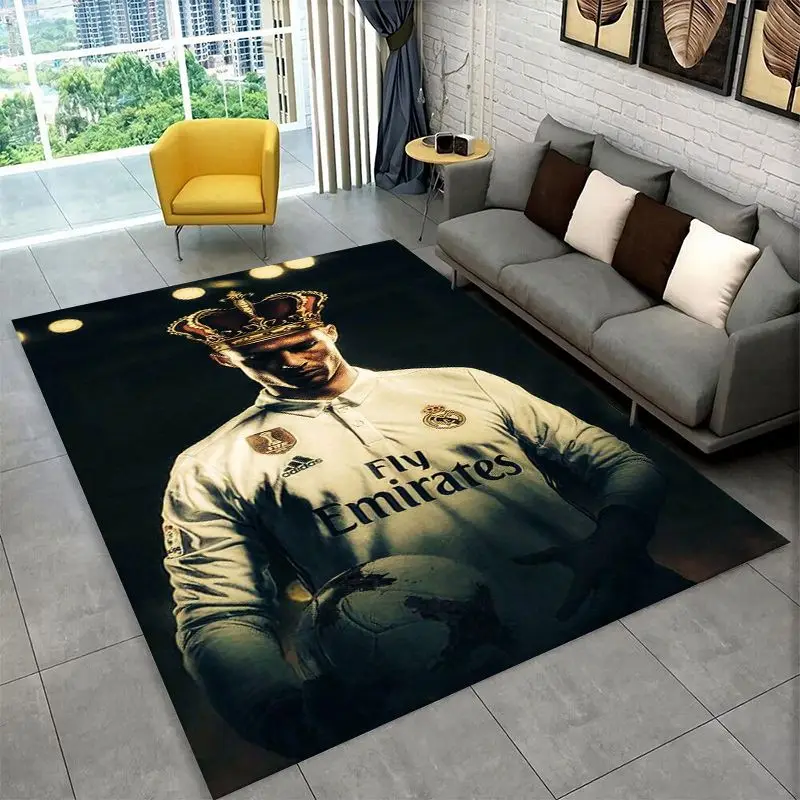 3D Football Star Goat R-Ronaldo CR7 Non-Slip Area Rug for Living Room Bedroom Playroom,Carpet Floor Mat for Home Decor Holiday