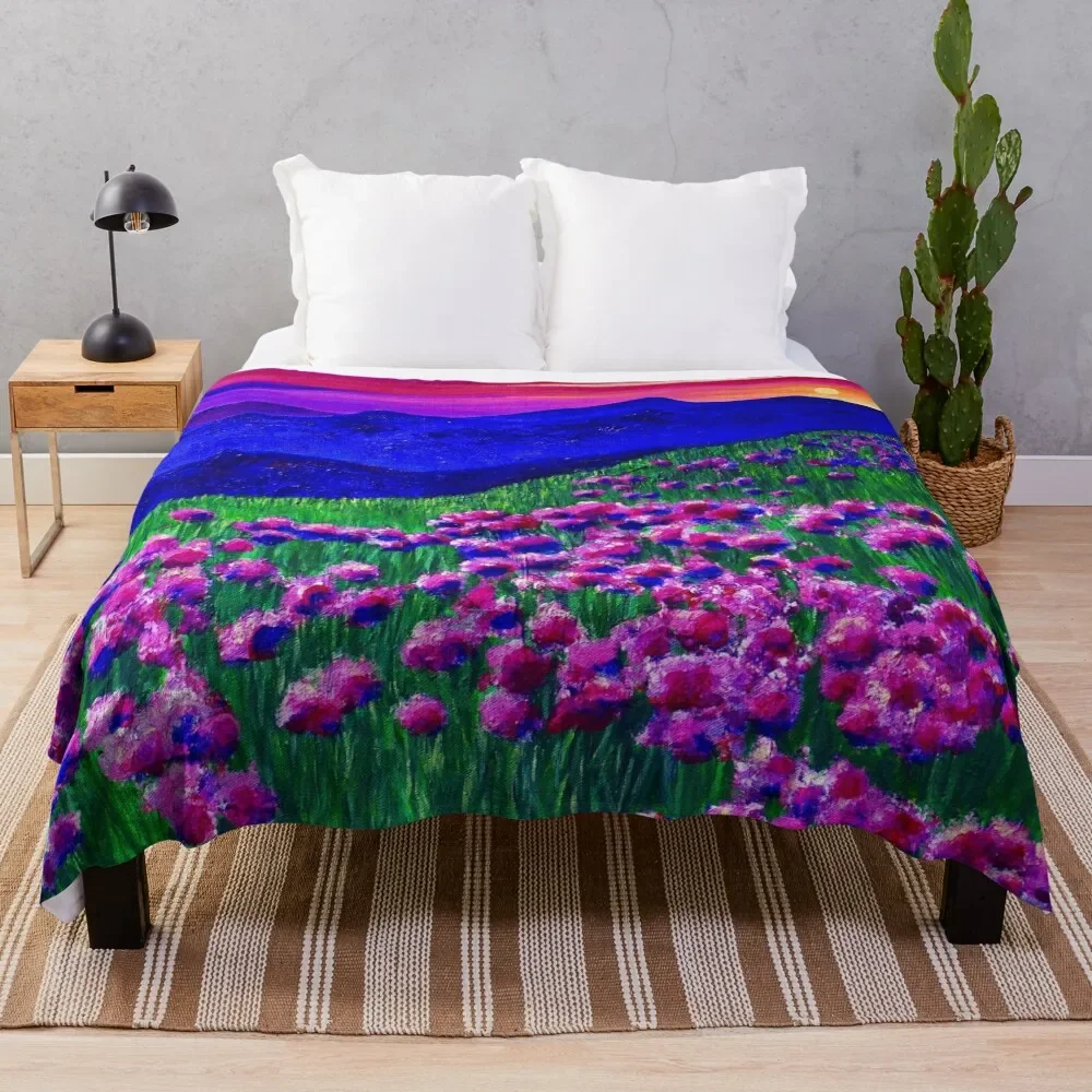 Rainbow Sunset Soaked Mountain Landscape Throw Blanket Custom Large Blankets For Baby Decorative Beds Blankets