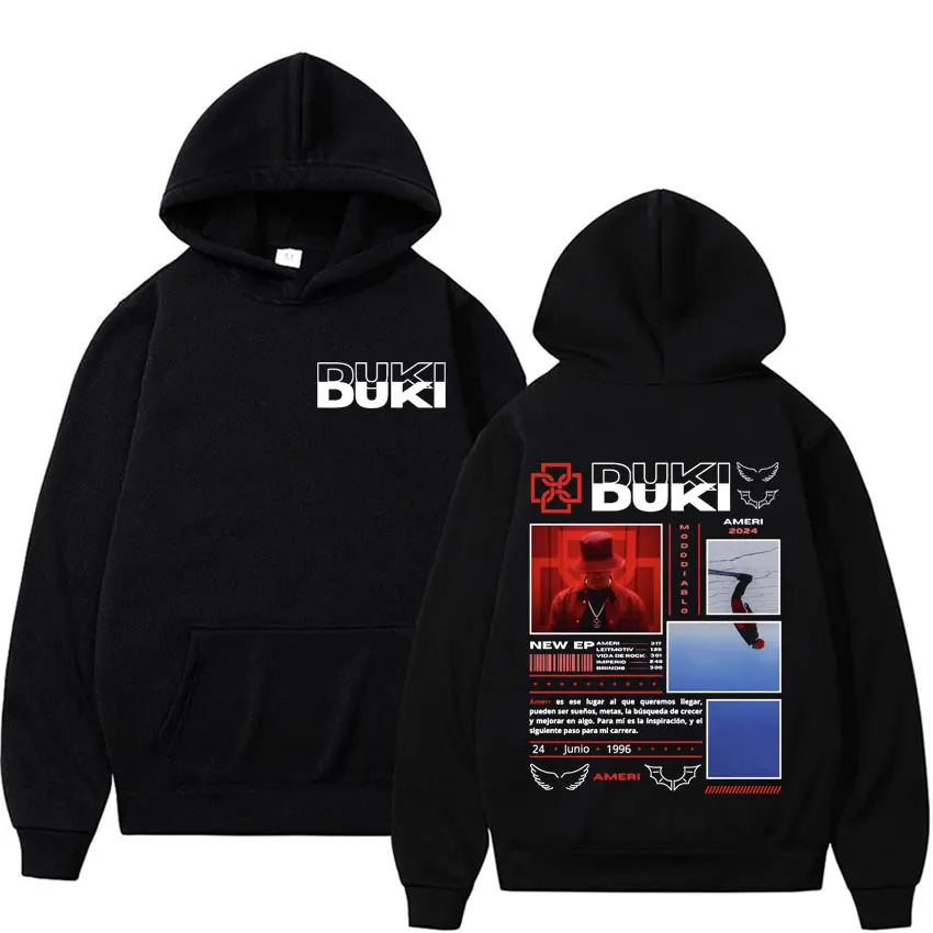 Rapper Duki Ameri 2024 Tour Graphic Hoodies for Men Women Casual Fleece High Quality Sweatshirts Harajuku Hip Hop Punk Pullovers