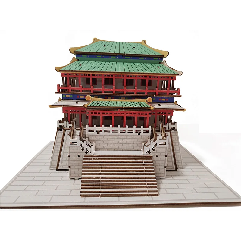 Yueyang Torre Miniatura Bloco De Construção, Kit Modelo De Montagem De Construção De Madeira, Material De Arquitetura Chinesa, Ornamento De Artesanato, 1Pc