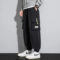 New Cargo Pants Men's Loose Straight Oversize Clothing Solid Grey Versatile Work Wear Black Joggers Cotton Casual Male Trousers