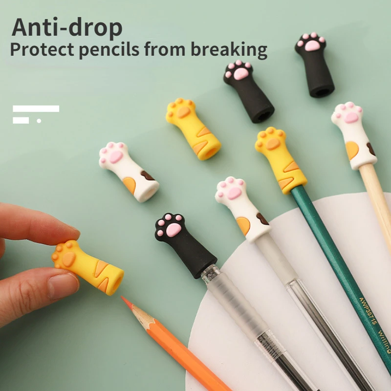 실리콘 캡 중립 펜슬 커버, 특이한 학교 용품, 부드러운 고무, 귀여운 학교, 한국 만화 발 펜슬 토퍼, 3 개