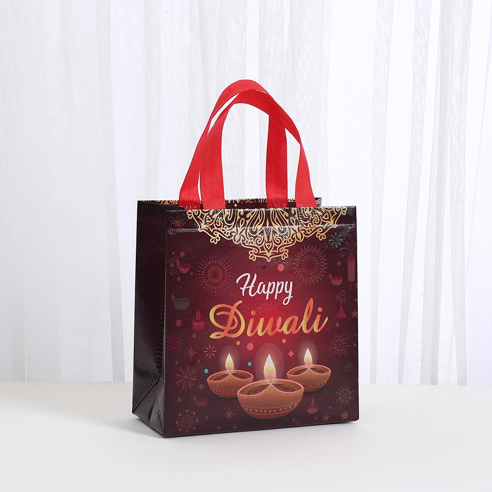 StoBag, Vibrant Indian Diwali Gift Tote Bags, Reusable non woven,  for festive supplies, packing goodies, candy toys, 12/30pcs