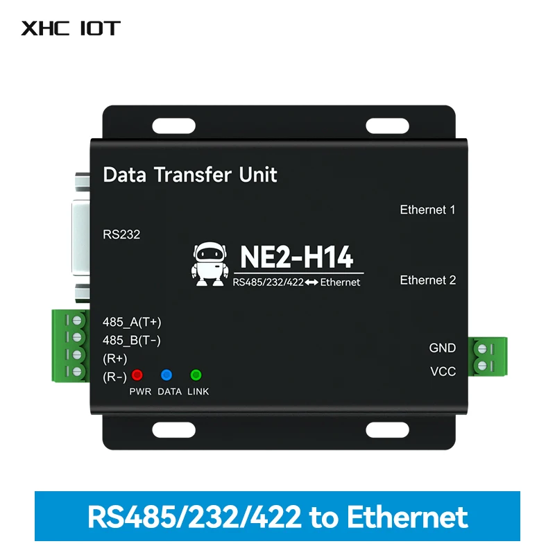 

RS485/232/422 to Ethernet Serial Server XHCIOT NE2-H14 Build-in Switch ModBus Gateway MQTT TCP to RTU 2-Way Socket Link