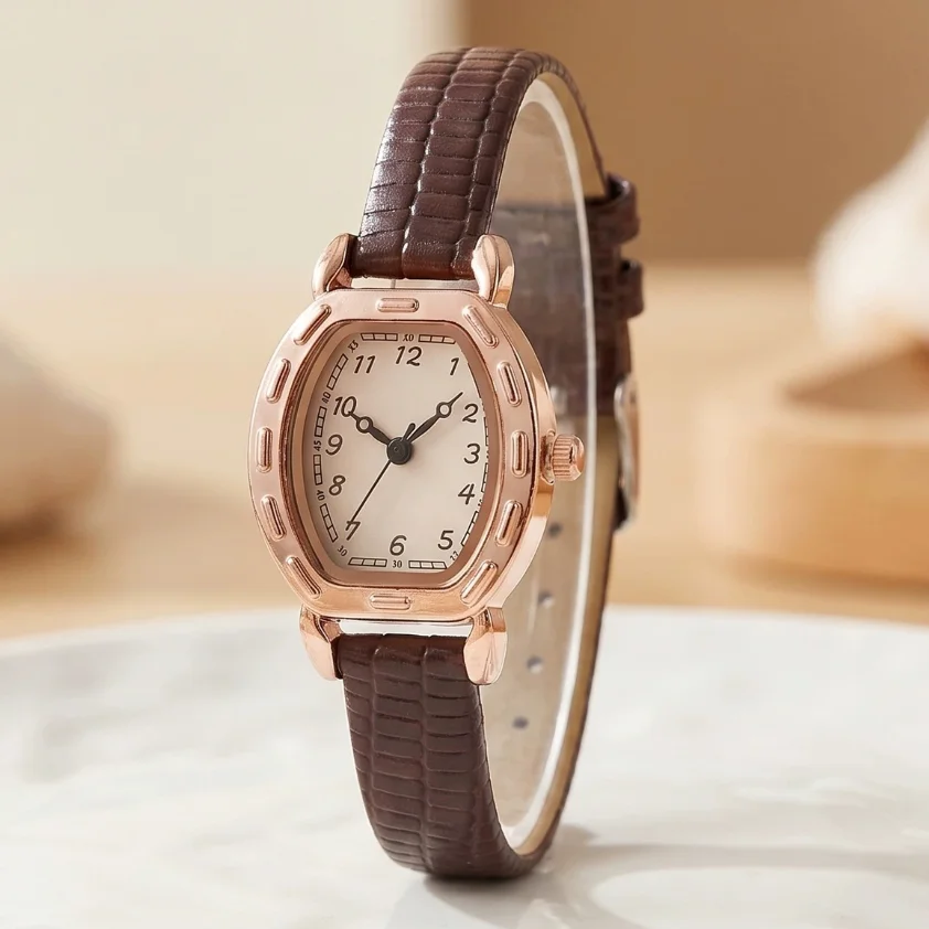 New Fashion Luxury Woman Tonneau Leather Watch Women High Quality Wrist Watches Students Casual Quartz Watches Gifts Reloj Mujer