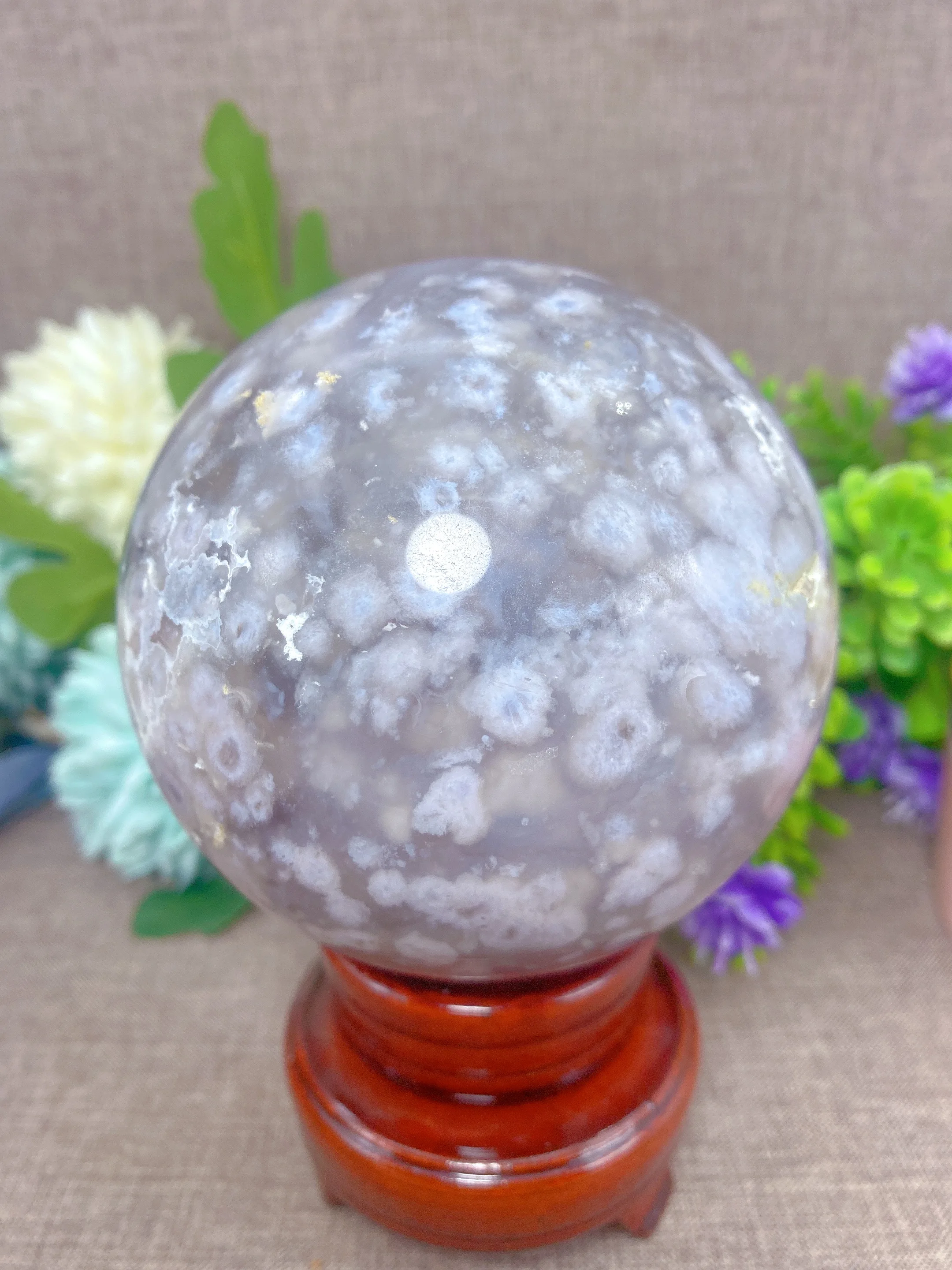 Natural Flower Agate Ball Crystals  Flower Agate Sphere Druzy Polished Reiki High Quality Painting Room Decor Energy Gift