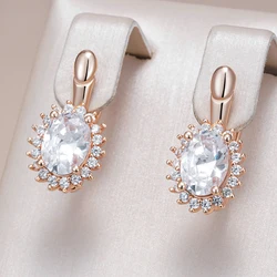 Kinel Hot 585 Rose Gold Color Bride Drop Earrings Women Trendy Shiny Natural Zircon Accessories High Quality Daily Fine Jewelry
