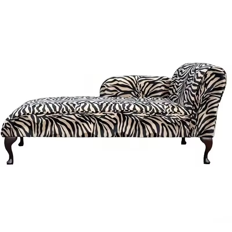 Zebra pattern recliner Solid wood curved leg fabric recliner Living room leisure sofa