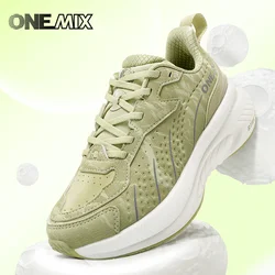 ONEMIX Leather surface shock-absorbing running shoes, sports casual shoes, lightweight soft-soled wear-resistant jogging shoes