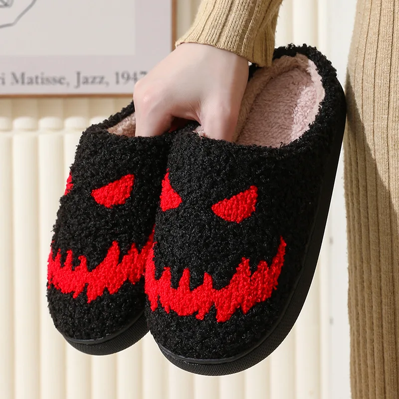 New Halloween Ghost Eyes Slipper Cartoon Funny Hand Flat Indoor House Shoes for Women Men Soft Plush Fashion Halloween Gifts