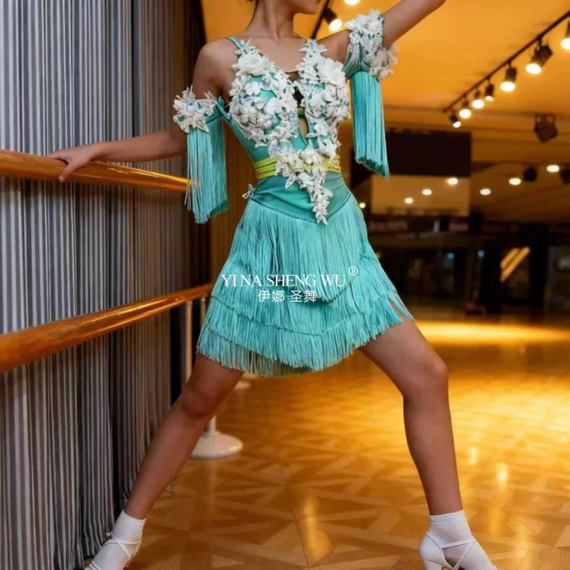 

Женские платья с кисточками для латинских танцев, румба, чача, танго, профессиональная одежда, платья с бахромой для взрослых и детей