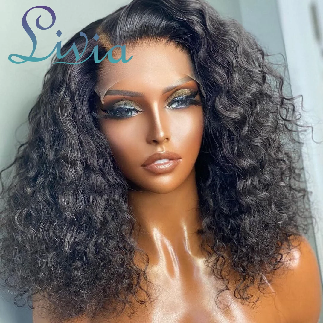 

Loose Deep Wave Bob Wigs Human Hair 13x4 Lace Front Human Hair Wig Water Wave Lace Front Wig 180% Density Curly Short Bob Wigs