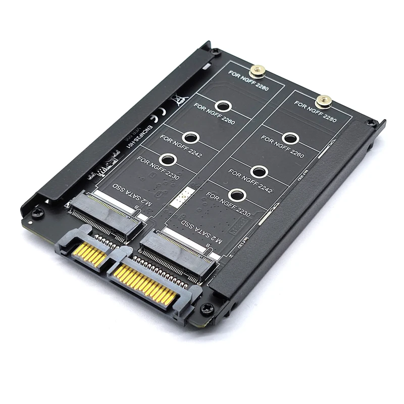 M.2 NGFF Dual SSD B+M Key to 2.5inch SATA 3.0 Adapter Card B key Converter With Enclosure Socket (Not Supported NVMe M key)
