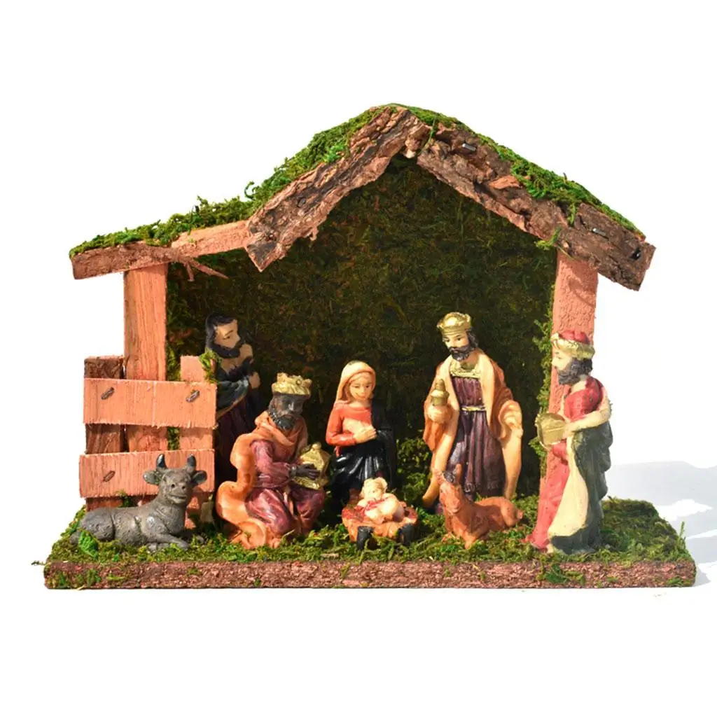 Holy Family Nativity Figurine Birth of Jesus Religious Desk Ornament Gift B