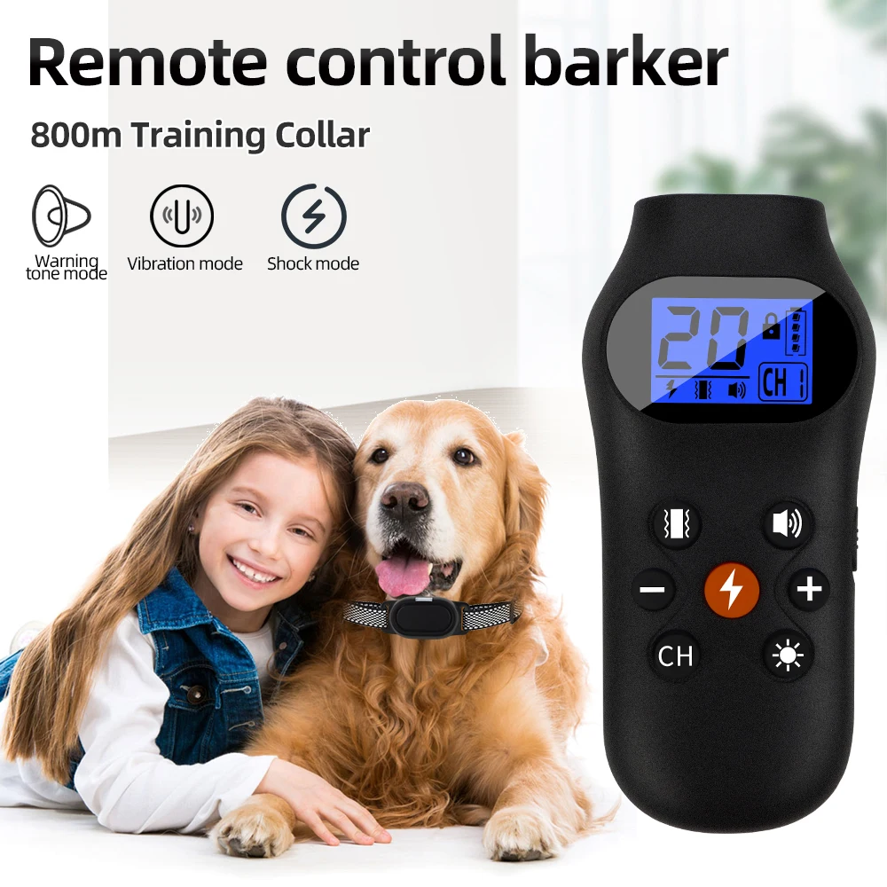 

800m Electric Remote Dog Training Collar Waterproof Rechargeable With LCD Display For All Size Beep Shock Vibration Dog Collar