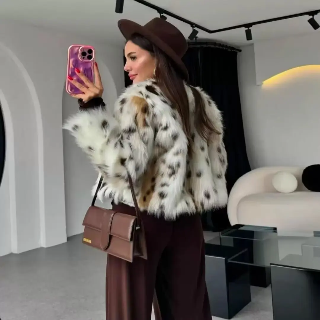 Frauen Elegante Faux Pelzmantel Warme Flauschigen Lose Langarm Revers Jacke Herbst Winter Mode High Street Dame Oberbekleidung