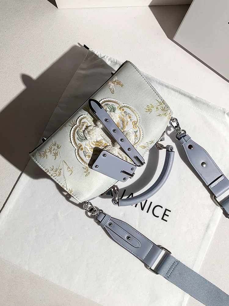 

MaJanice Бостонская сумка с вышивкой, женская сумка через плечо, маленькая сумка с крокодилом, высококачественная текстура, новинка 2024, Sle