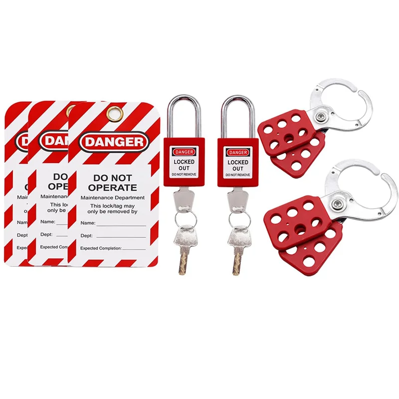 Lockout Tagout Set Kit Safety Padlocks Group Lockout Hasps Universal Circuit Breaker Lockout With Black Pocket Bag