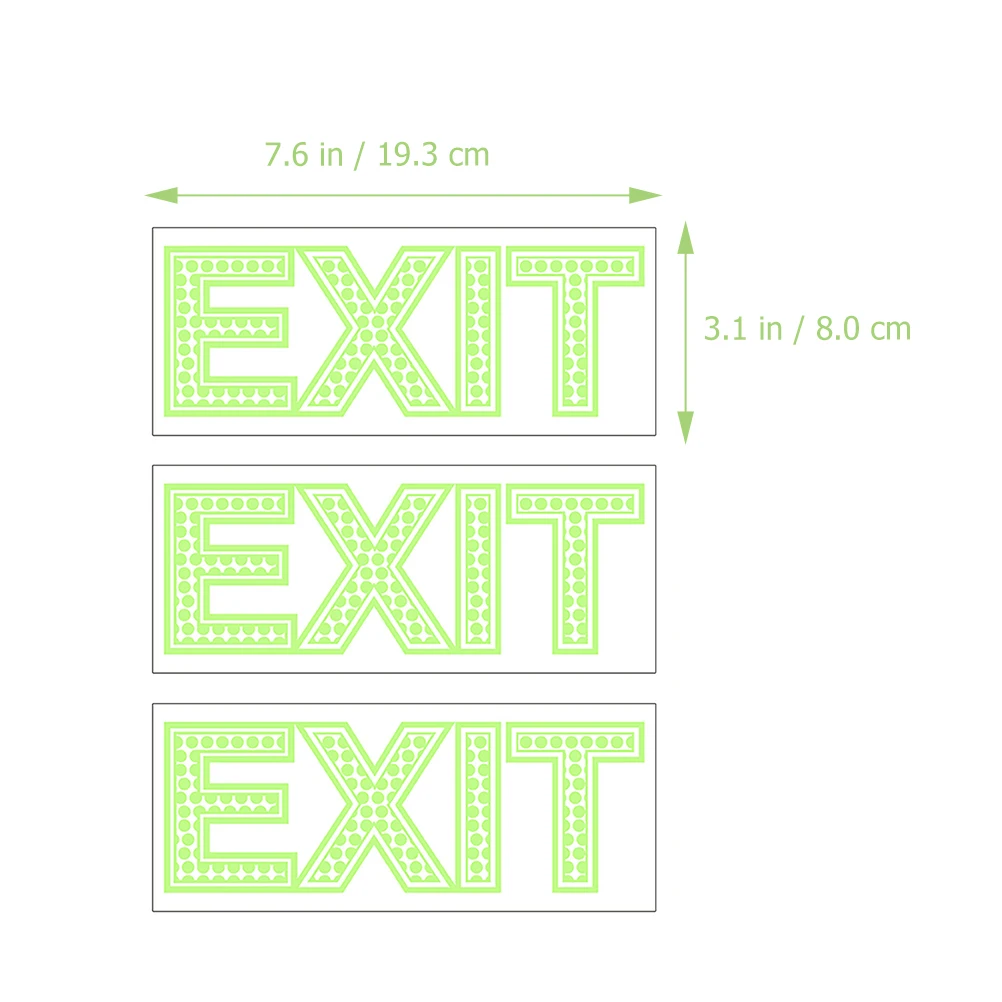 

3pcs Luminous EXIT Sticker PET Material Night Glow Wall Sign Indicator Green Fluorescent Residue Free Smooth