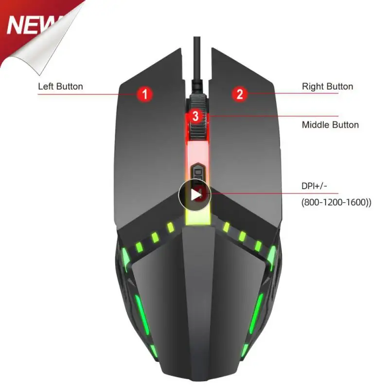 Wired Mouse Colorful 4d Usb 2.0 Ergonomic Design Computer Accessories Office Mouse Abs Luminous S200 Computer Mouse Gaming Mouse