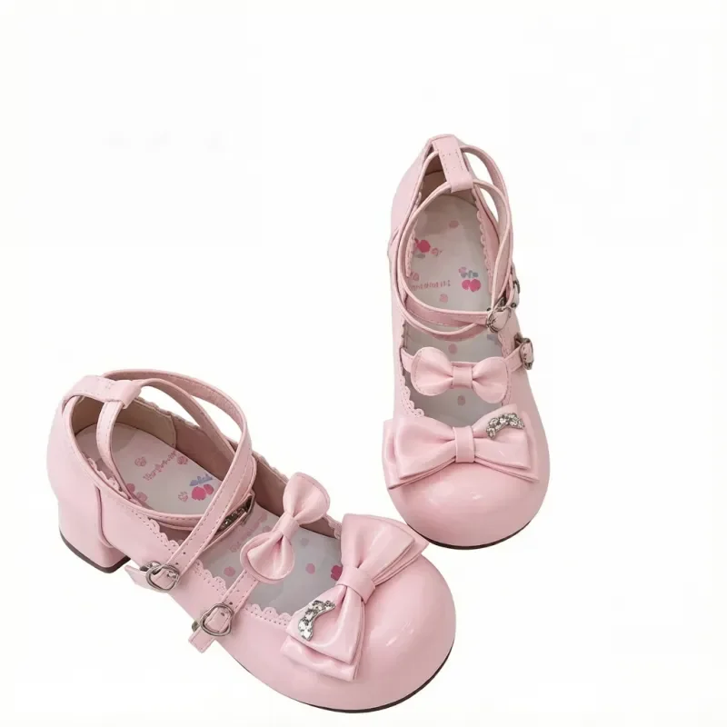 Damen-Lolita-Mary-Jane-Schuhe mit dicker Sohle, süße High Heels mit Schleife, niedliche Plateau-Pumps, geeignet für den Alltag und zum Kombinieren mit Röcken.