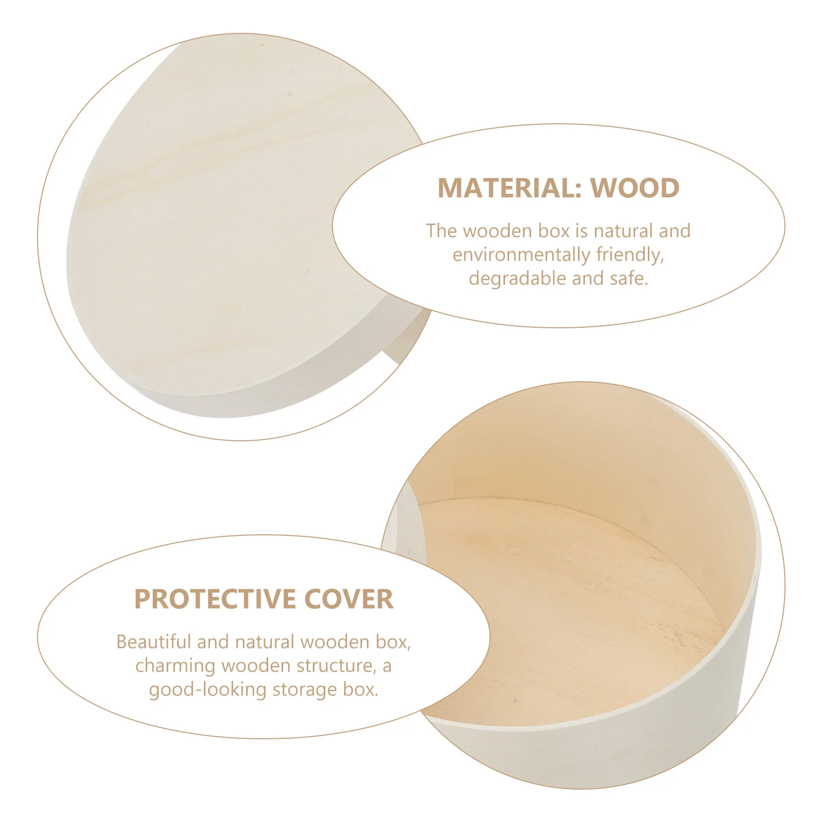 

2pcs Cake Packaging Box Round Wooden Dessert Box Natural Food Container For Baking Cheesecake Mousse Sandwich Holder