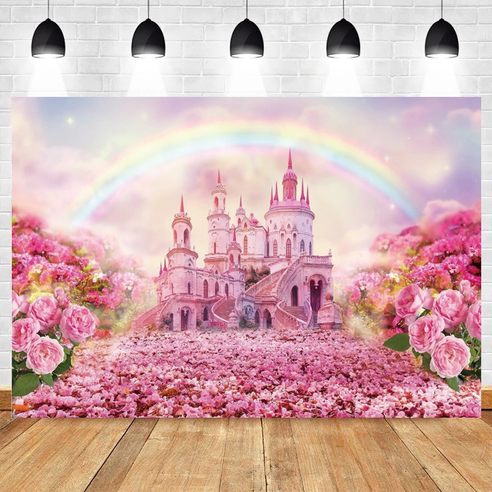 Spring Castle Floral Sea Photography Backdrop Garden Flower Wonderland Girl Princess Baby Birthday Portrait Photo Background