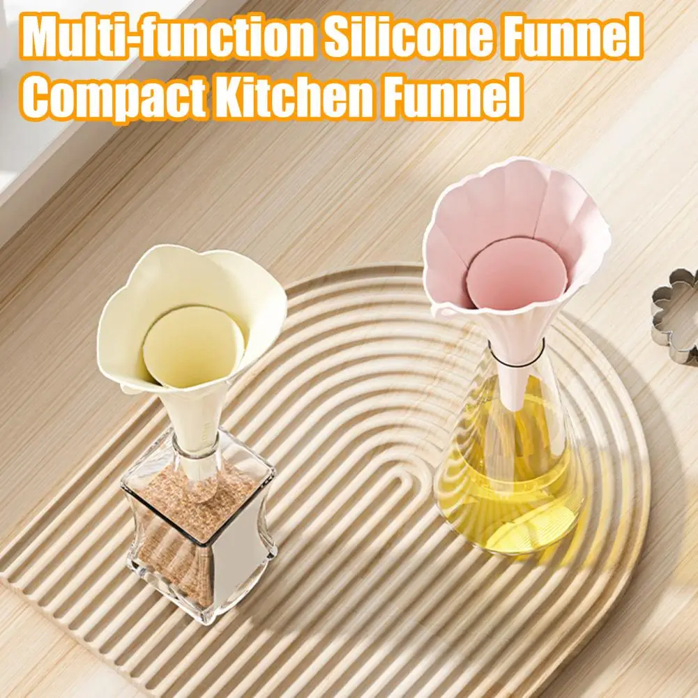 

Compact Kitchen Funnel Collapsible Silicone Funnel Set with Support Rod Compact Kitchen Tool for Liquid Pouring for Easy