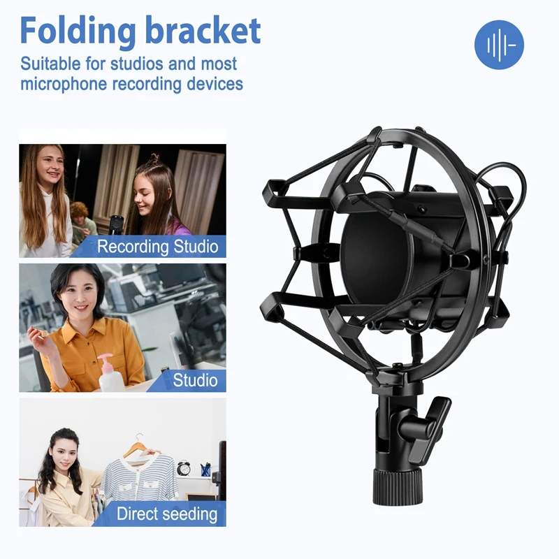 حامل صدمات الميكروفون مع مشبك حامل تثبيت للصدمات على الزجاج الأمامي