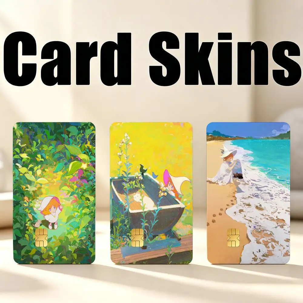 Cute Mengxuan Li ART 1Set 4Pcs Waterproof Card Skin Stickers for Credit Bus IC Cards