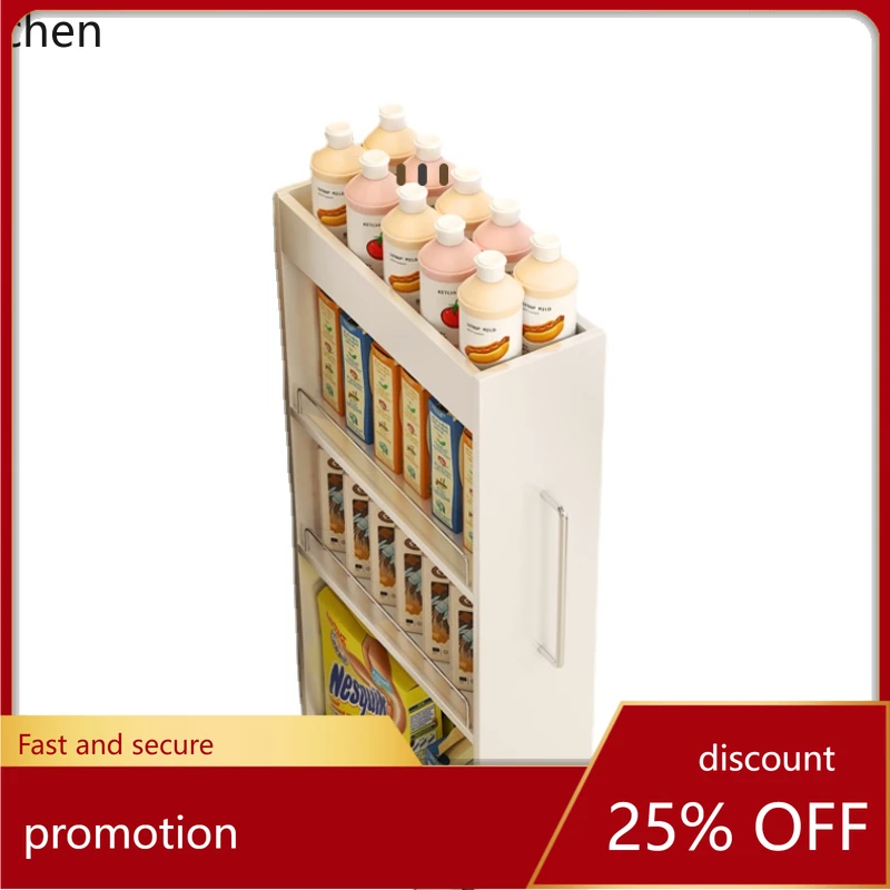 YFY Kitchen Spice Rack Floor-Standing Refrigerator Side Hidden Pull-out Gap Trolley