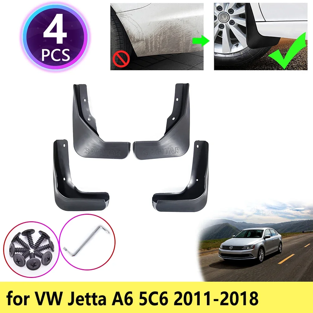 for VW Volkswagen Jetta A6 5C6 Mk6 2011~2018 Mudguards Mudflap Fender Mud Flaps Splash Guards Accessories 2012 2013 2015 2016
