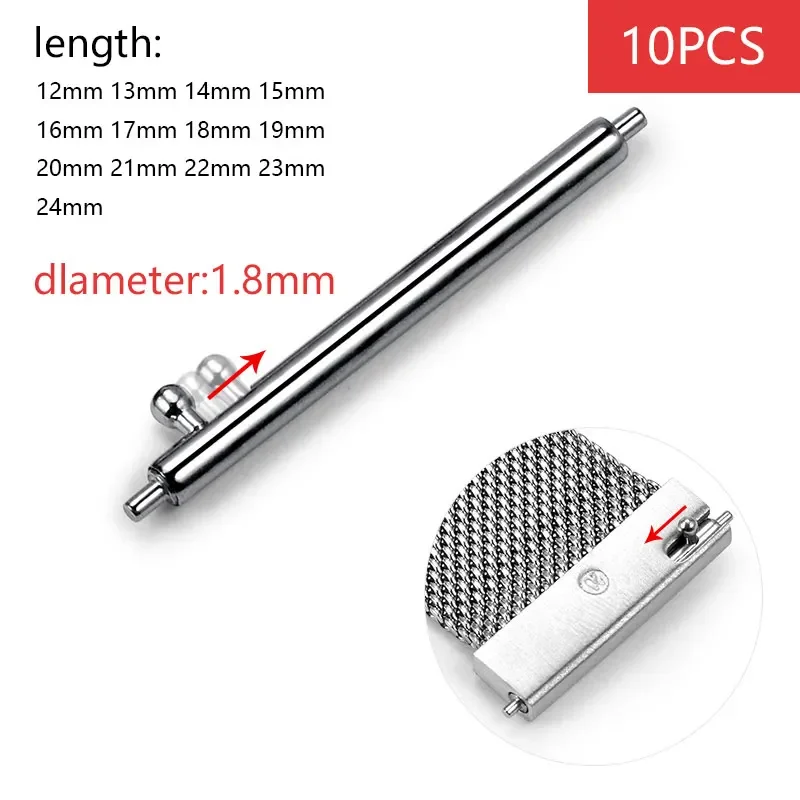 20MM 22MM 10PCS 1.8mm Diameter Watch Pin Pepair Tools & Kits Quick Release Watch Strap spring Bars Pins 24mm 18MM 23MM 16MM 19MM