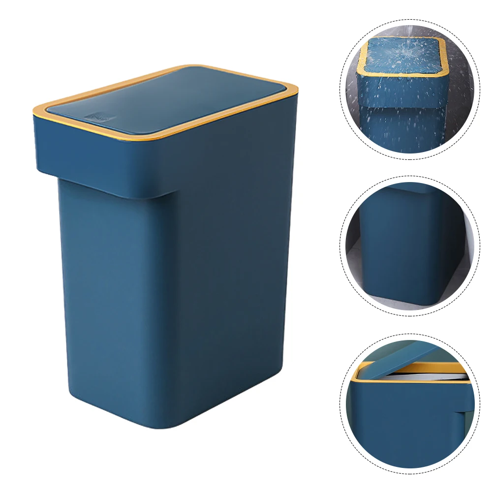 

Plastic Garbage Can Home Kitchen Bathroom Trash Bin PP Material Design Household Practical Waste Container