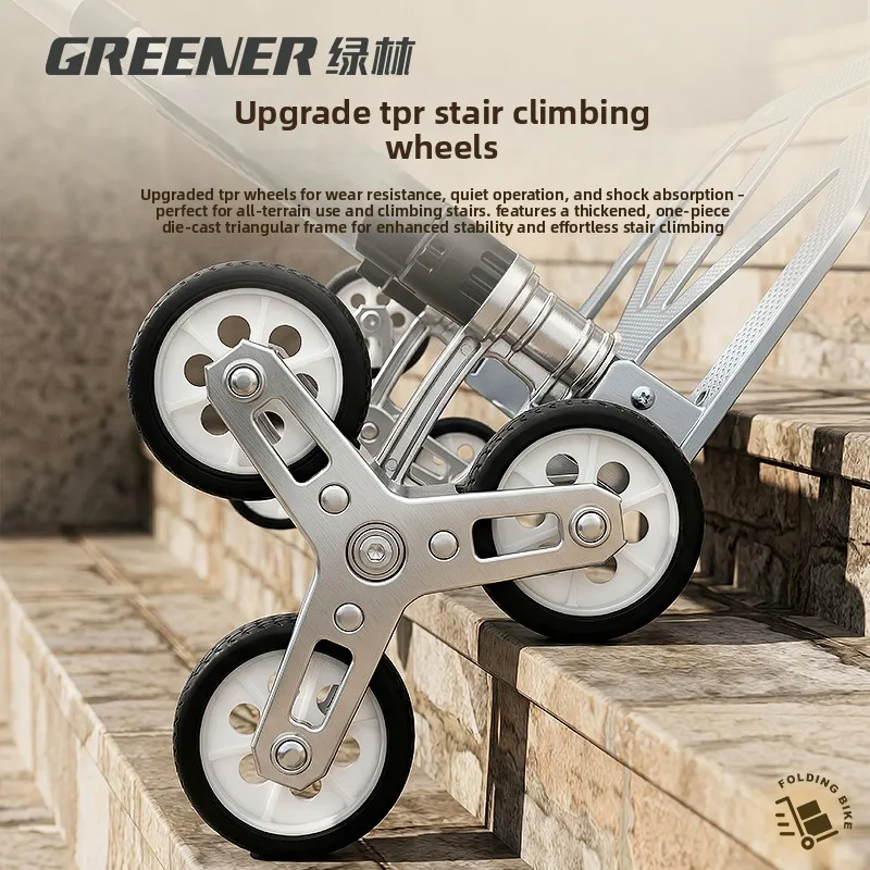 Lightweight Foldable Hand Pull Cart Portable Shopping Trolley Stair Climbing Hand Truck for Grocery Shopping Express Delivery