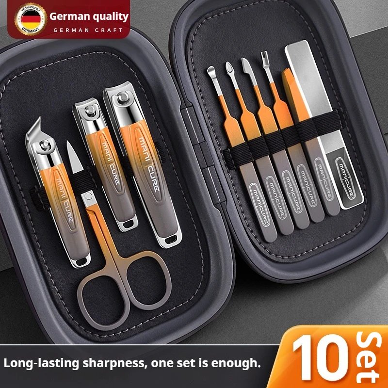 Juego de cortaúñas de acero inoxidable para manicura profesional, kits de manicura para embalaje de ideas, tijeras, empujador de cutículas, herramientas de maquillaje, 10 Uds.