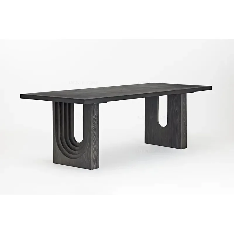 Modern dining room furniture wooden dining table made of recycled oak and concrete black minimalist dining table, seating