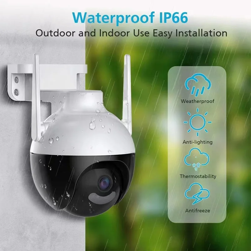 Outdoor IP66 Waterproof Security Camera HD Night Vision Home Wireless Remote Monitor Al Human Detection  2-Way Audio Cameras