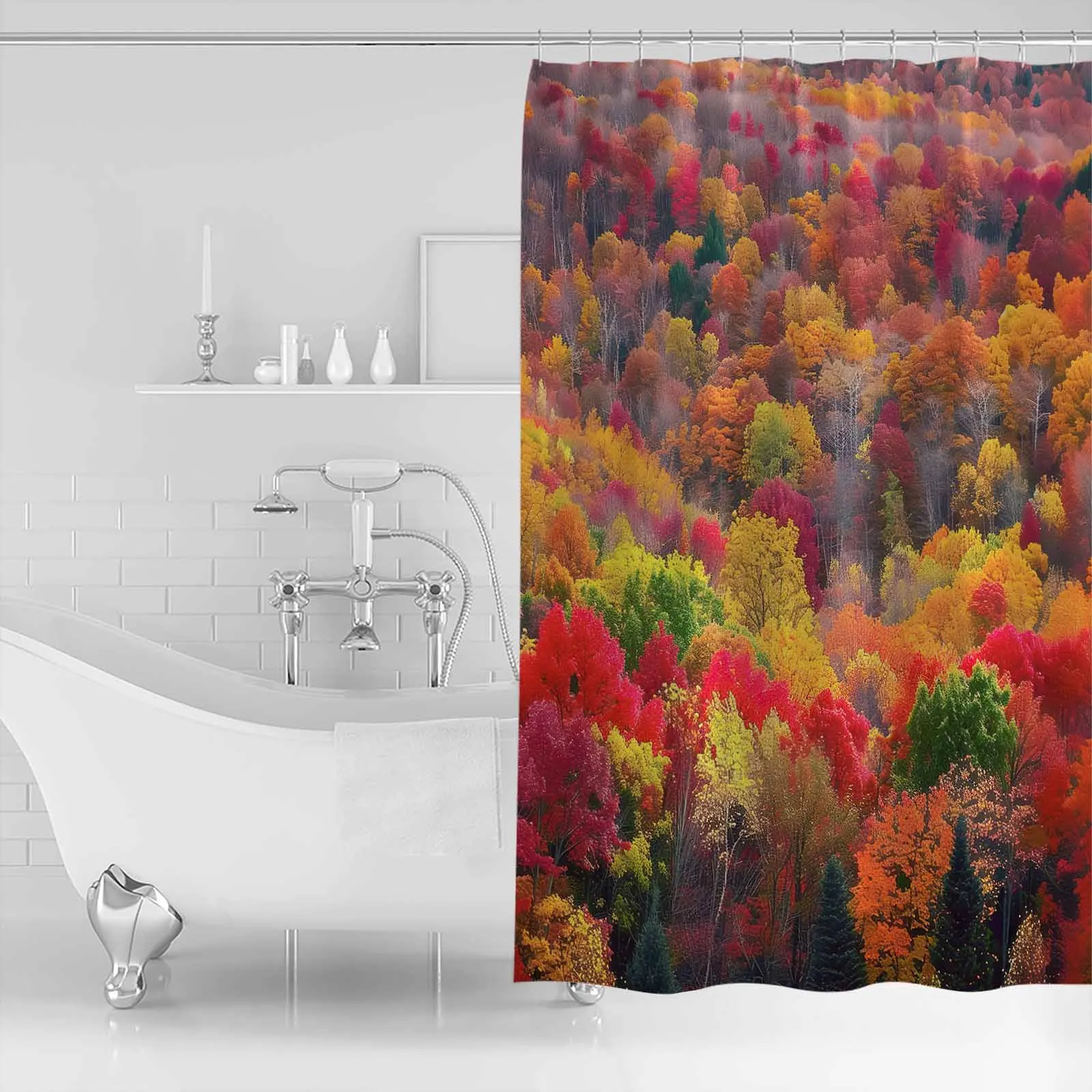 Autumn Forest Fallen Leaves Shower Curtains Waterproof Bath Curtains Home Decor Modern Luxury Bathroom Curtain