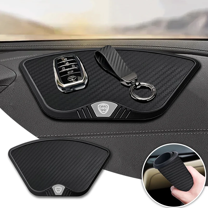 هلام السيليكون شعار السيارة لوحة القيادة سجادة ضد الإنزلاق المضادة للانزلاق وسادة ل Lancia ypsilon دلتا موسا نيرا ثيما STRATOS Y Phedra اكسسوارات #2