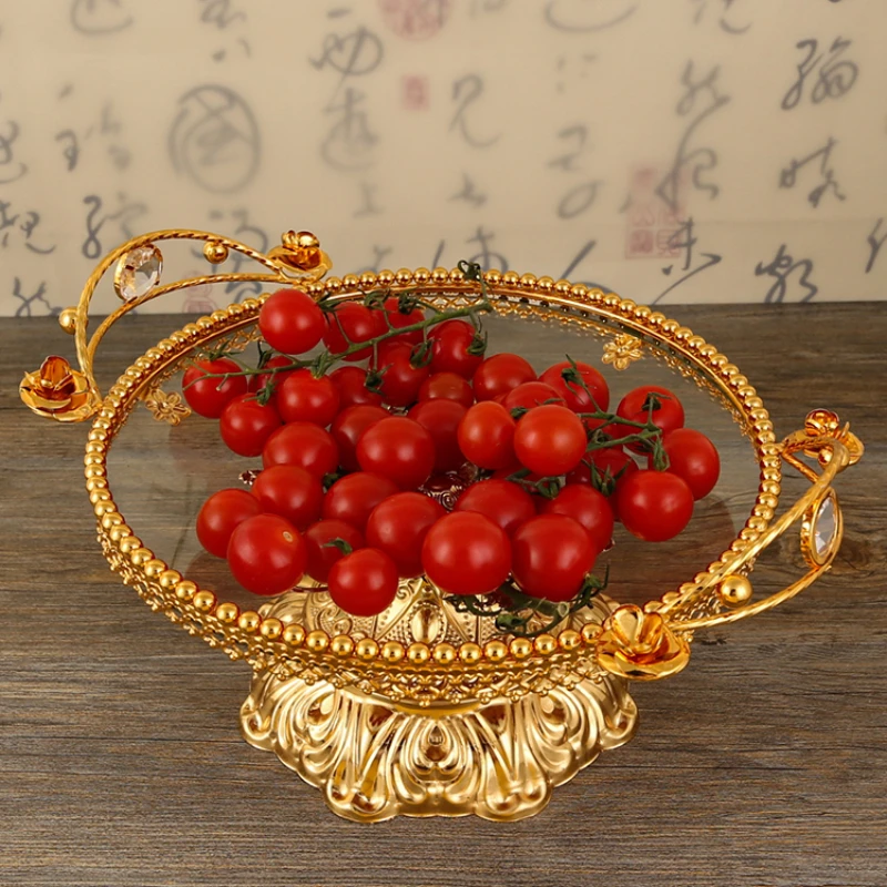 

Metal glass fruit bowl Home creative living room Tea table Fruit Fruit bowl Dim sum dish