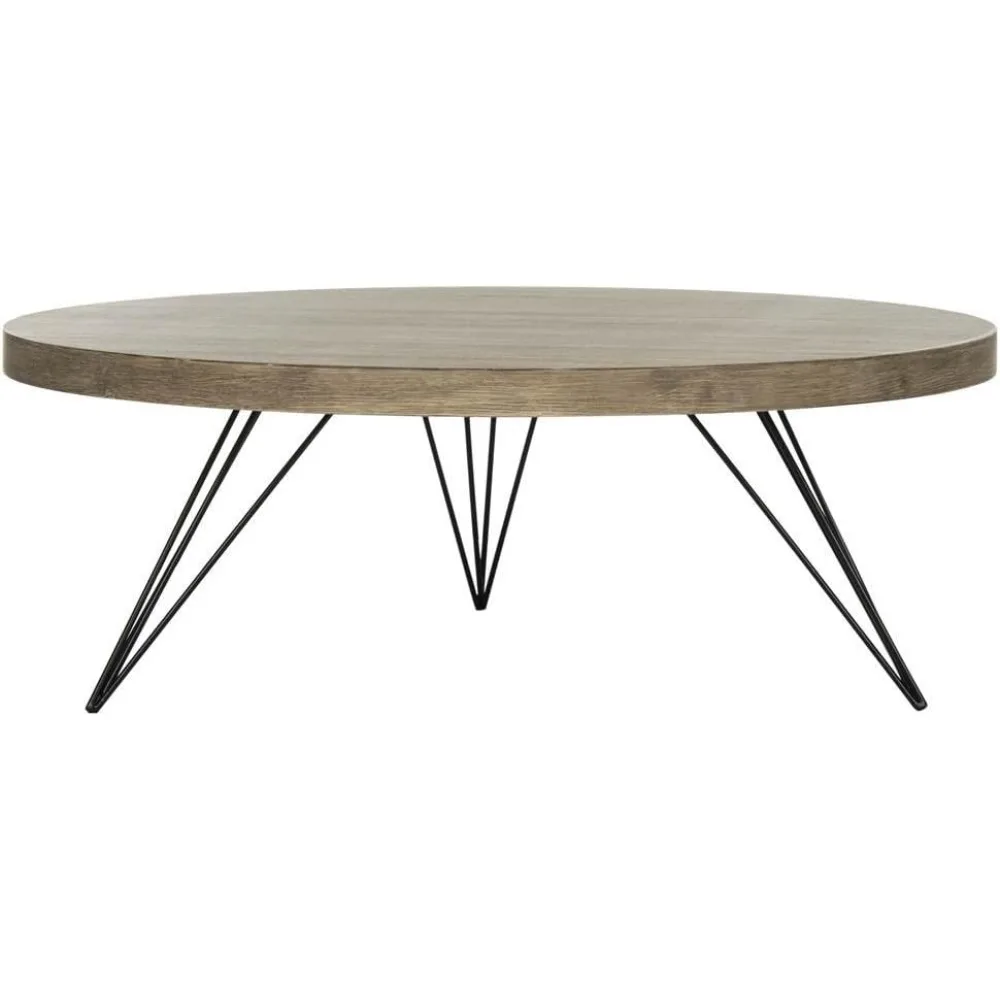 

Mid-Century Light Oak Hairpin Leg Round Coffee Table
