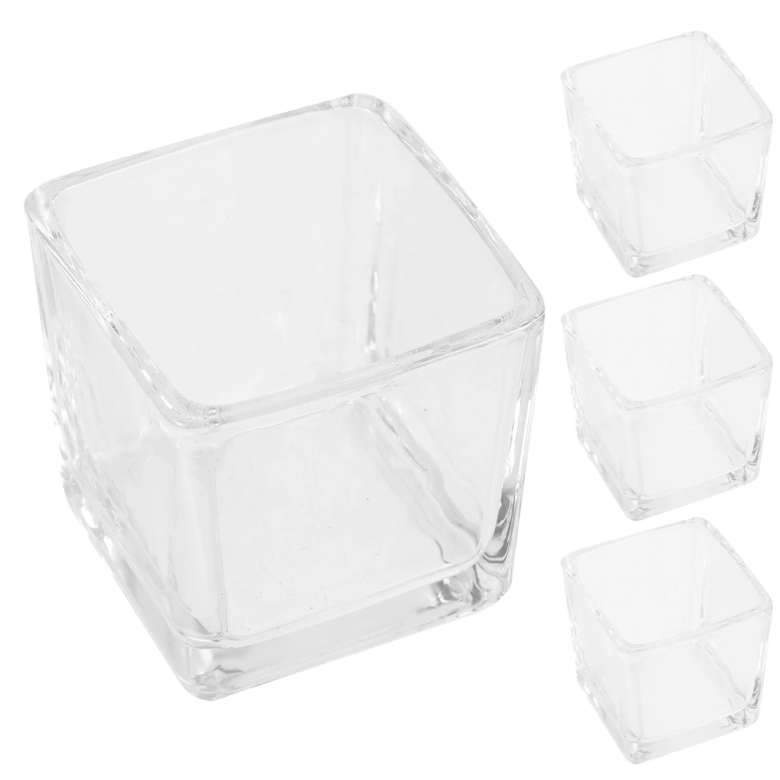 

4Pcs Square Clear Glass Tealight Holders for Restaurant Table Decor Glass Cup Holder Tea Light Holder