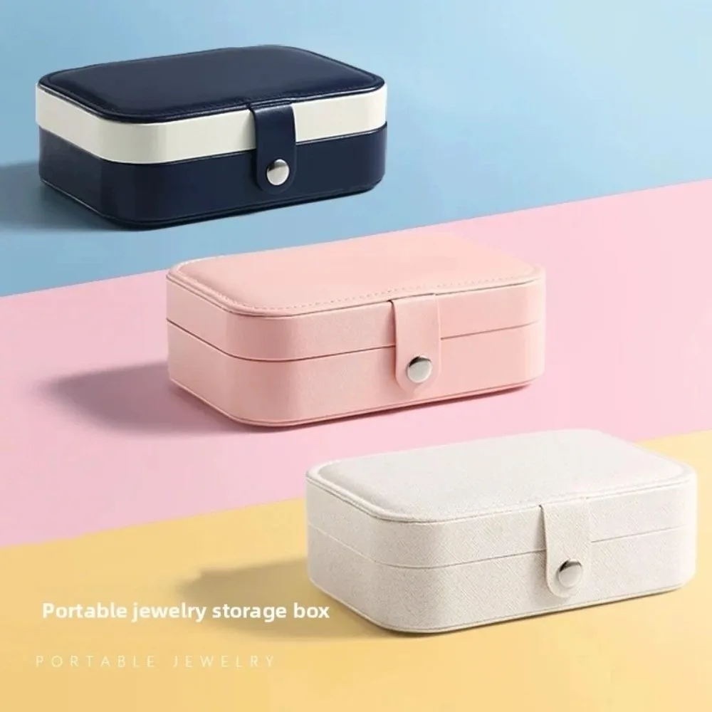 

Простая винтажная коробка для хранения ювелирных изделий, квадратный мини-ожерелье, чехол для колец, витрина для ювелирных изделий из искусственной кожи, органайзер для сережек, уличный