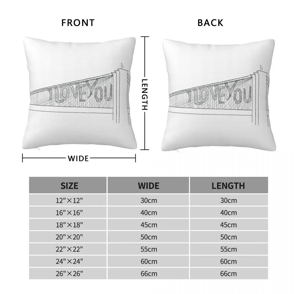 I Love You Bridge Pillowcase Polyester Linen Velvet Pattern Zip Decor Pillow Case Sofa Seater Cushion Cover